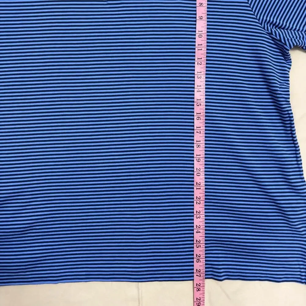 Polo Ralph Lauren Men’s Navy and Blue Striped Short Sleeve Polo Shirt Size XL